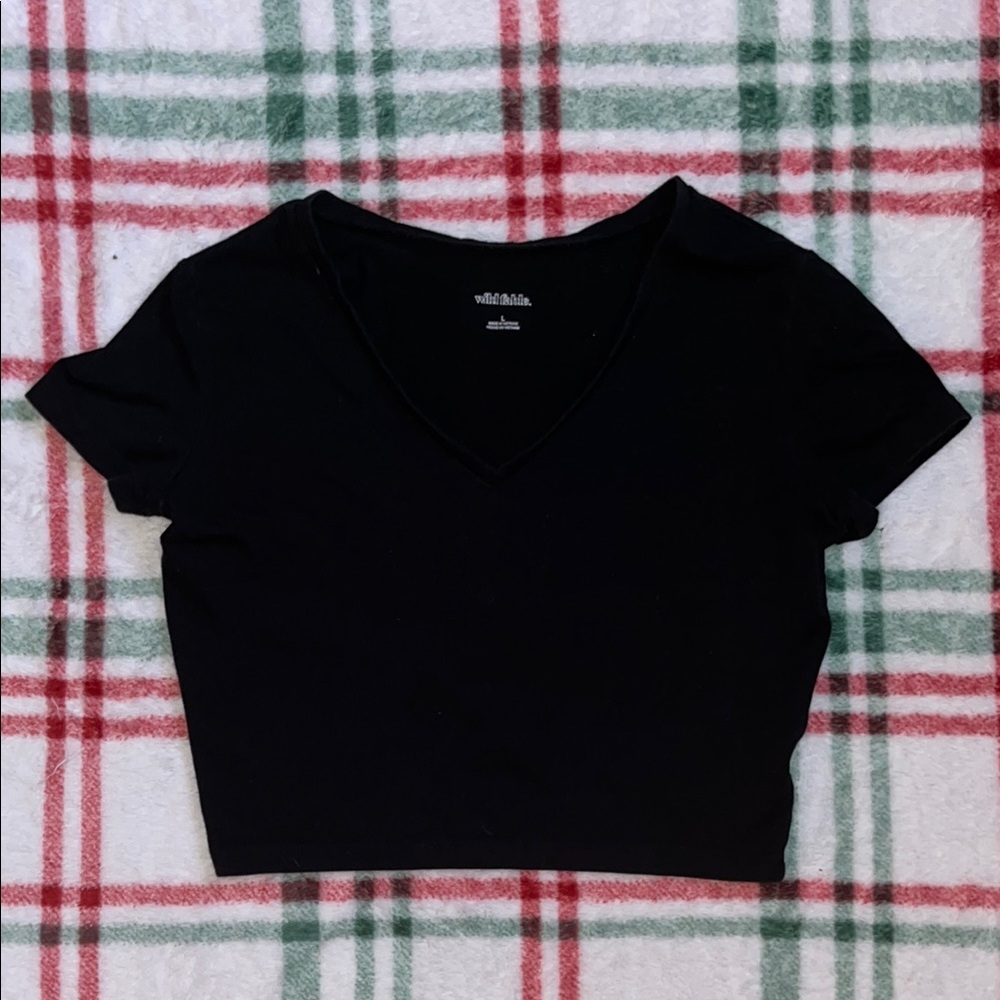 Wild Fable Black V-Neck Crop Top